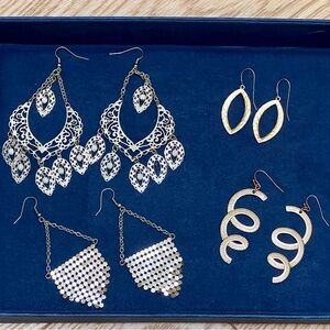 Lot of 4 pairs of gold costume jewelry earrings